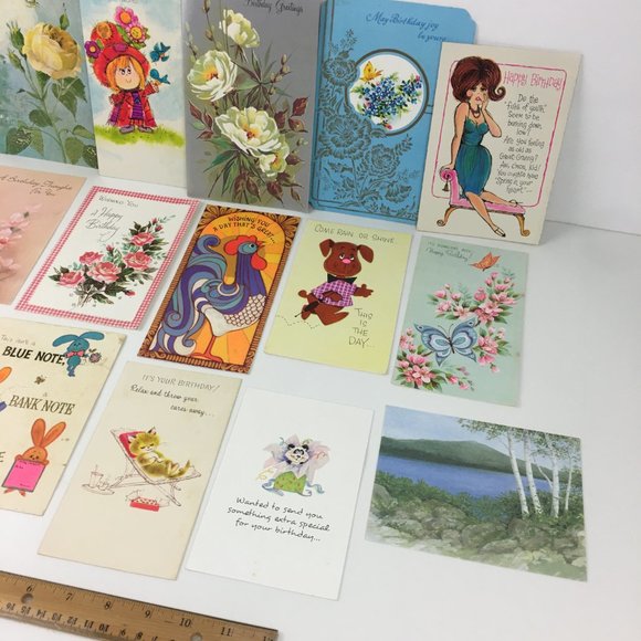 Vtg Lot of 53 Used Birthday Hello Greeting Cards Art Scrapbooking Upcycle Craft - Picture 8 of 11